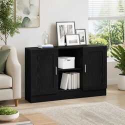 Engineered Wood Sideboard Black Oak 120x30.5x70cm