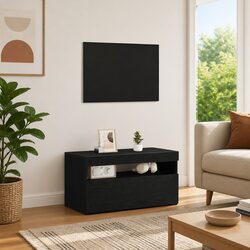 Engineered Wood TV Cabinet with LED Lighting 75x35x40cm