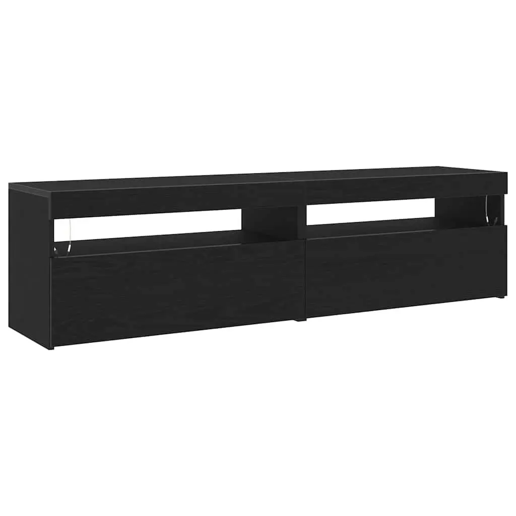 TV Cabinet Lowboard Storage Unit Modern 2 Piece Black 75 x 35 x 40 cm