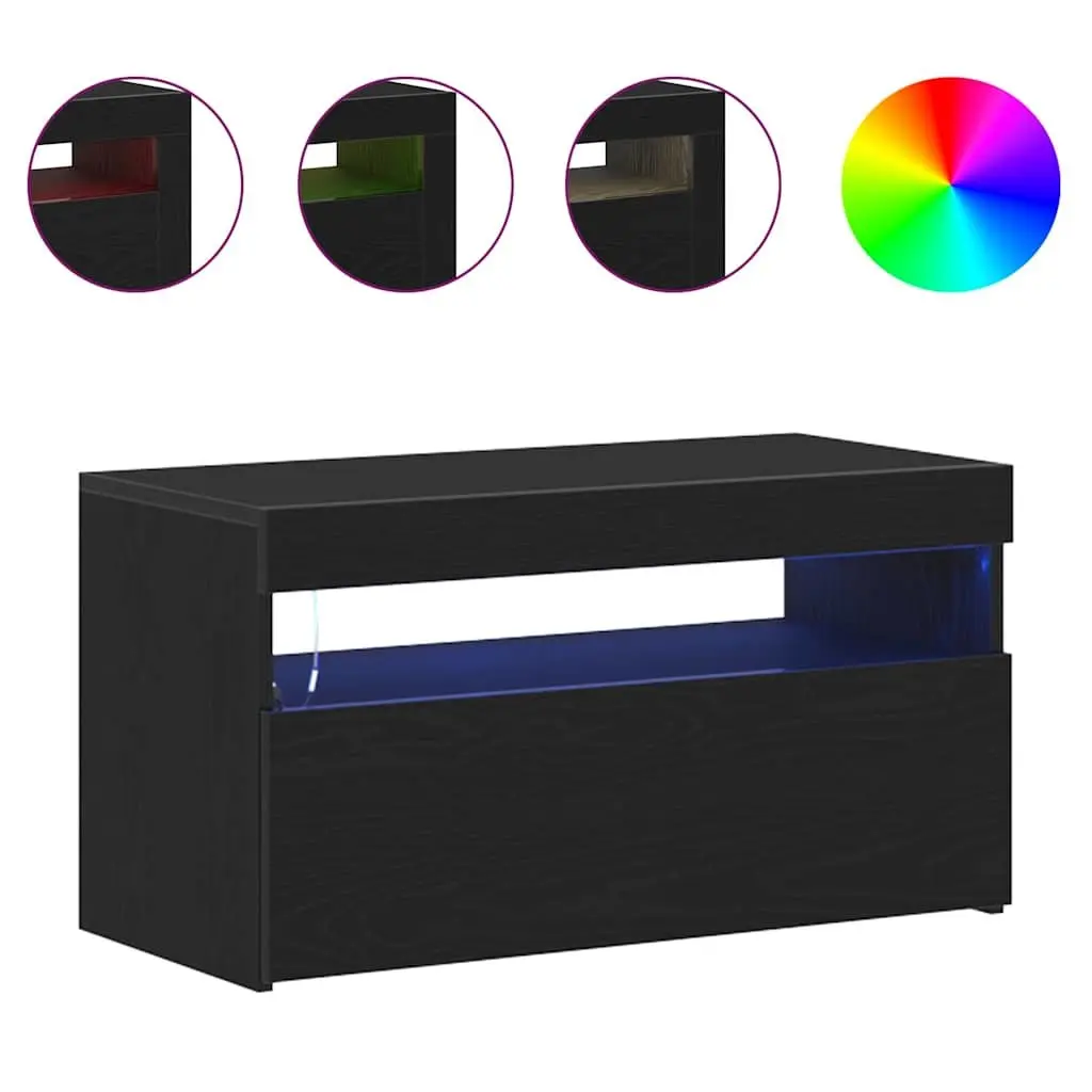 TV Cabinet Lowboard Storage Unit Modern 2 Piece Black 75 x 35 x 40 cm