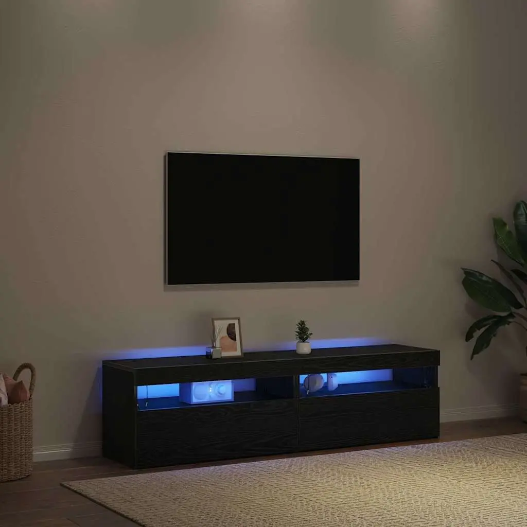 TV Cabinet Lowboard Storage Unit Modern 2 Piece Black 75 x 35 x 40 cm