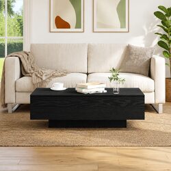 Black Engineered Wood Coffee Table with Clean Lines