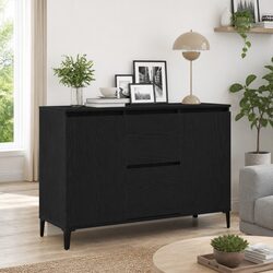 Black Engineered Wood Sideboard Storage Cabinet 104cm