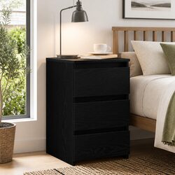 Engineered Wood Bedside Cabinet in Black Oak Finish