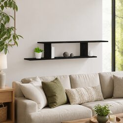 Engineered Wood Wall-Mounted TV Shelf in Black Oak, 125cm