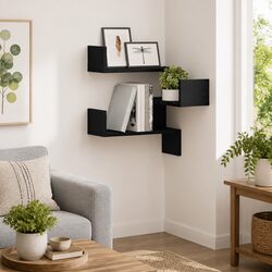 Wall Shelf in Black Oak 40 x 40 x 49.5 cm, Efficient Storage