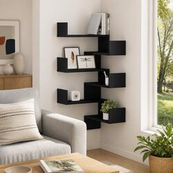 Engineered Wood Wall Shelf 2 Pieces Black Oak 40 x 40 x 49.5 cm
