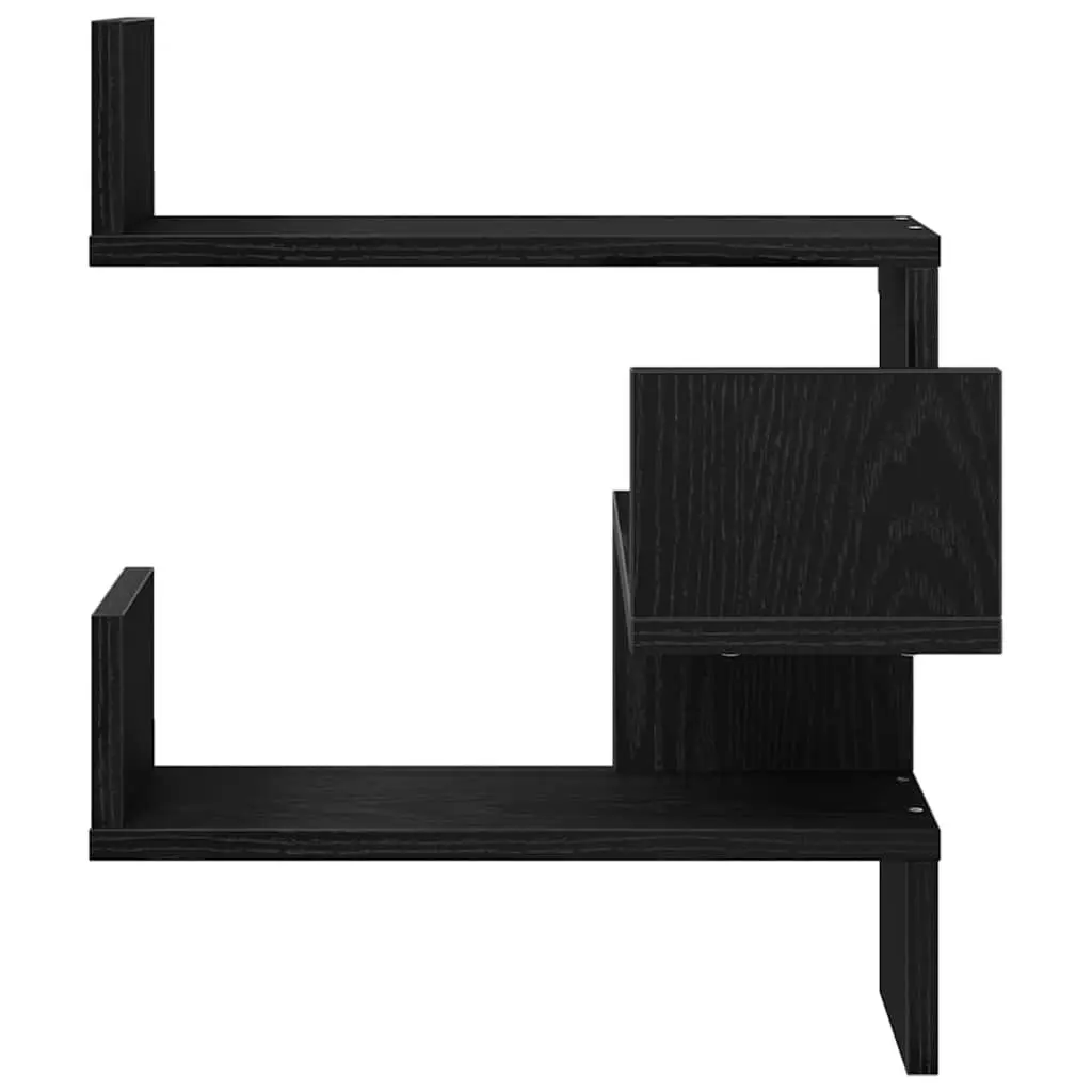 Wall Shelf Modern Storage Display Unit Wall-mounted 40 x 40 x 49.5 cm Black Oak 2 Pieces