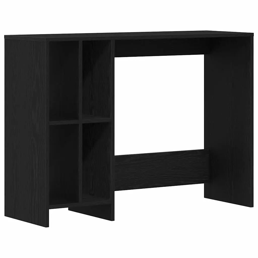 Desk with Integrated Shelves Compact Black Oak Modern Home Office Study Workspace