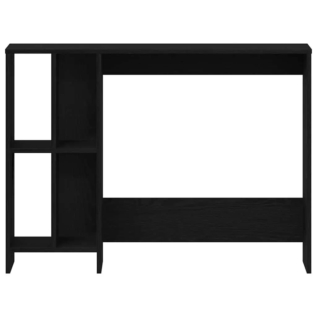 Desk with Integrated Shelves Compact Black Oak Modern Home Office Study Workspace