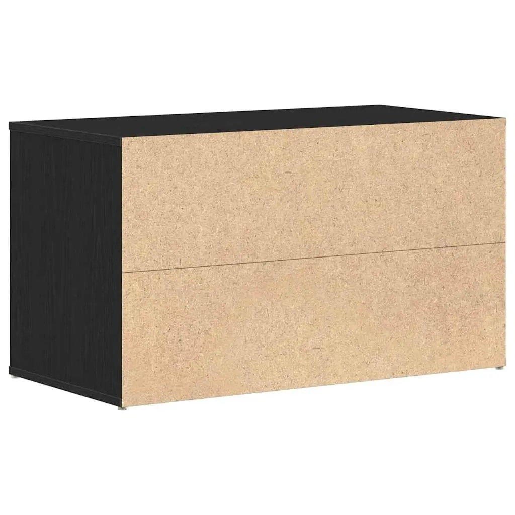 Hall Bench Storage Compact 80x40x45cm Black Oak Engineered Wood