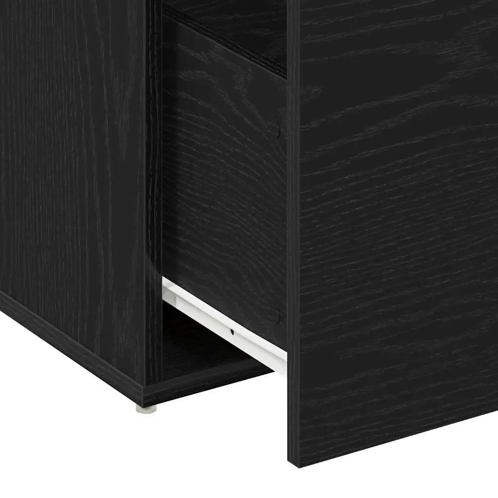 Hall Bench Storage Compact 80x40x45cm Black Oak Engineered Wood