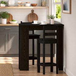 Engineered Wood Black Oak Bar Table for Dining