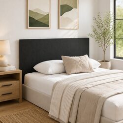 Black Oak Wall-Mounted Bed Headboard Made from Engineered Wood