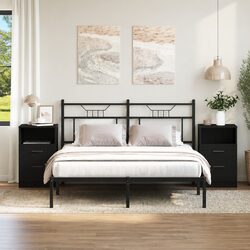 Black Oak Engineered Wood Nightstand Set - 2 Pieces