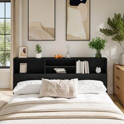 Engineered Wood Headboard Cabinet with Shelving