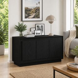 Engineered Wood Black Oak Sideboard with Multiple Compartments