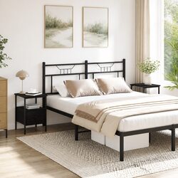 Set of 2 Black Bedside Cabinets with Drawer and Shelf
