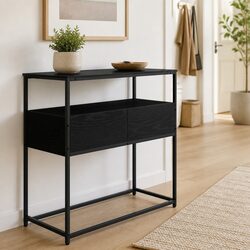 75x40x75cm Black Engineered Wood Console Table