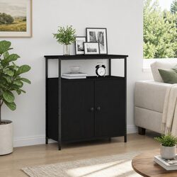 Black Oak Sideboard Storage Cabinet, 70 x 30 x 80 cm