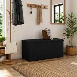 Black Oak Storage Bench 102x42x45cm with Engineered Wood