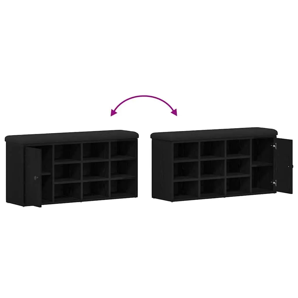 Storage Bench with Integrated Storage Compartment 102 x 32 x 50 cm Black Oak