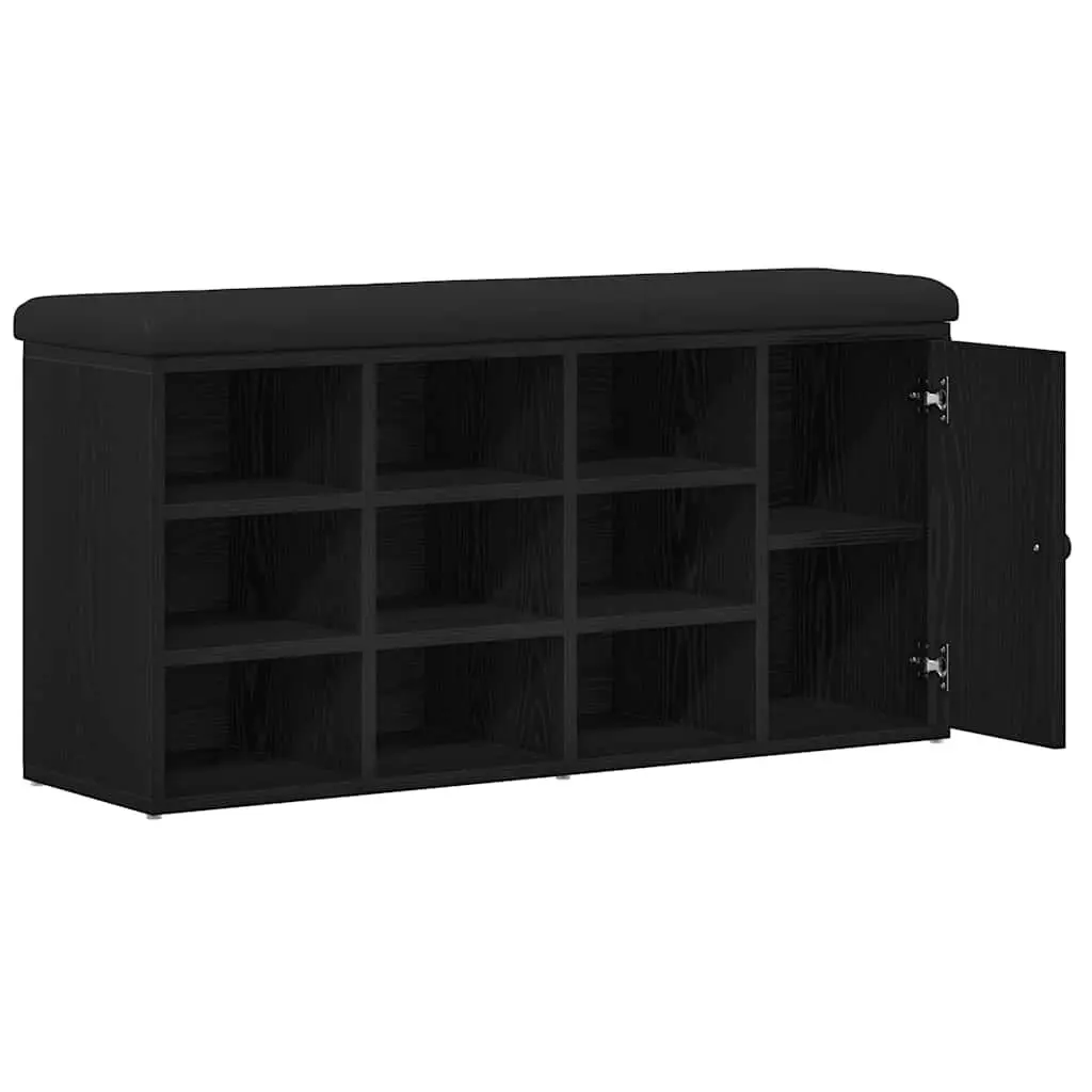 Storage Bench with Integrated Storage Compartment 102 x 32 x 50 cm Black Oak