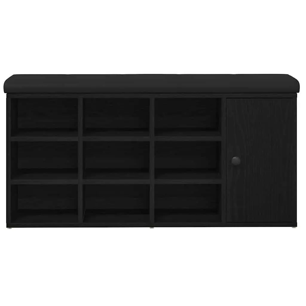 Storage Bench with Integrated Storage Compartment 102 x 32 x 50 cm Black Oak