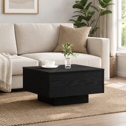 Compact Black Oak Coffee Table with Engineered Wood
