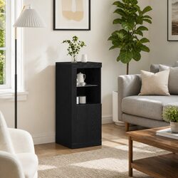 Engineered Wood LED Sideboard Storage Cabinet, Black