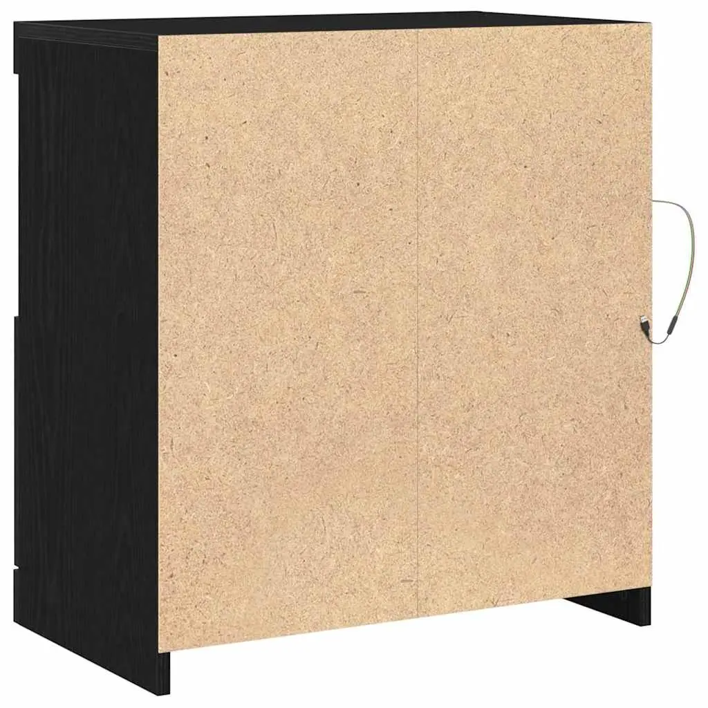Black Sideboard with RGB Lighting Engineered Wood 60.5x37x67cm Minimalist Storage Cabinet