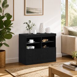 Black Engineered Wood LED Sideboard with RGB Lighting