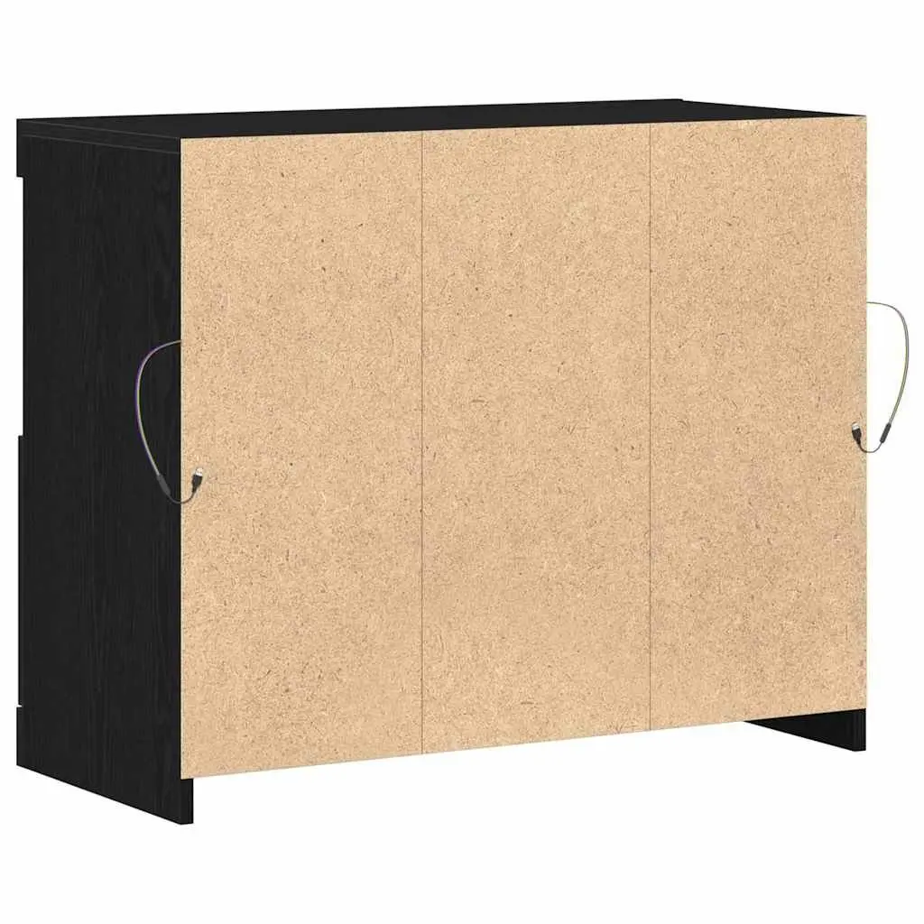 LED Sideboard with Sliding Doors and RGB Lighting Black Engineered Wood