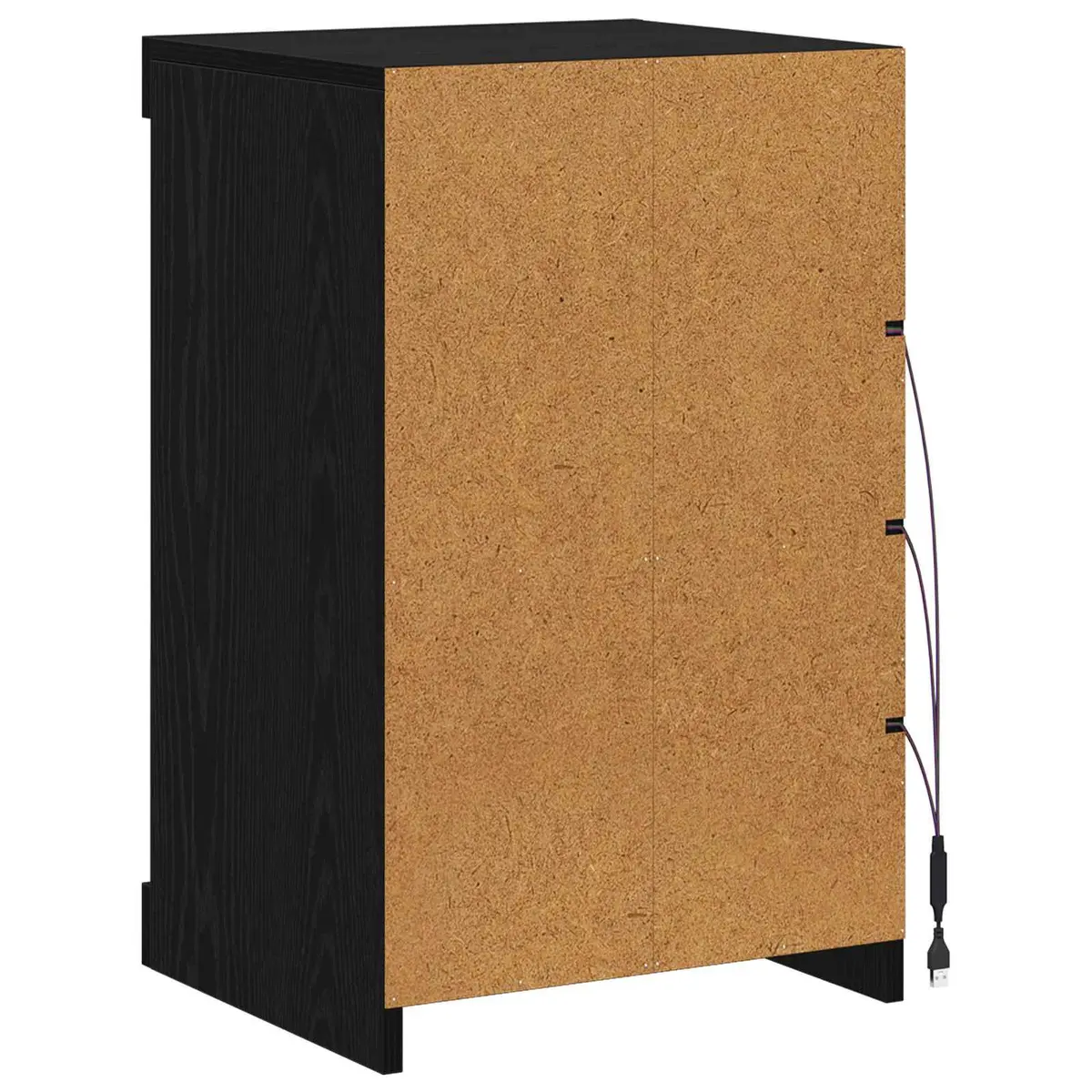 LED Sideboard Storage Cabinet RGB Lighting Glass Shelves Black Oak 41 x 37 x 67 cm