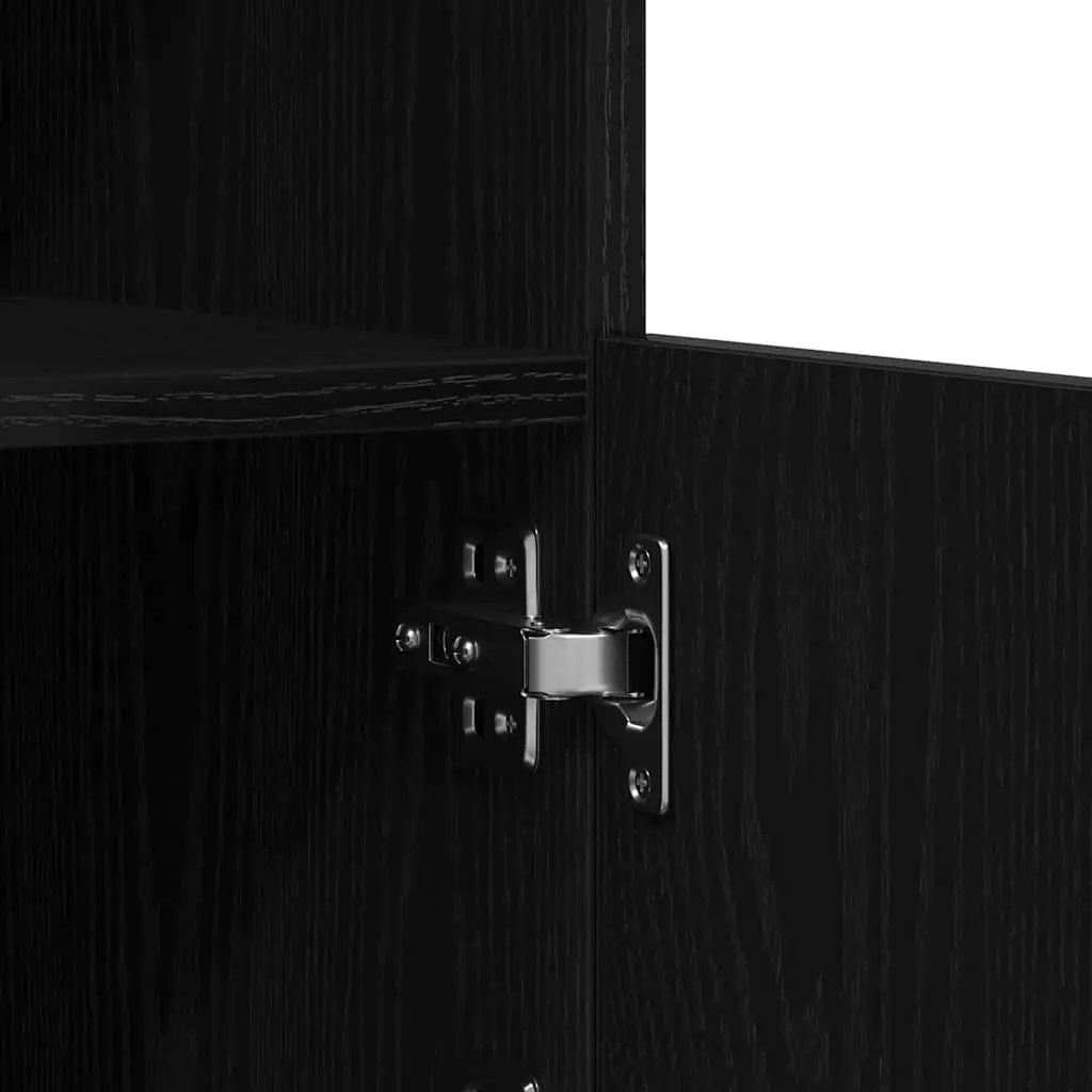LED Sideboard Storage Cabinet RGB Lighting Glass Shelves Black Oak 41 x 37 x 67 cm