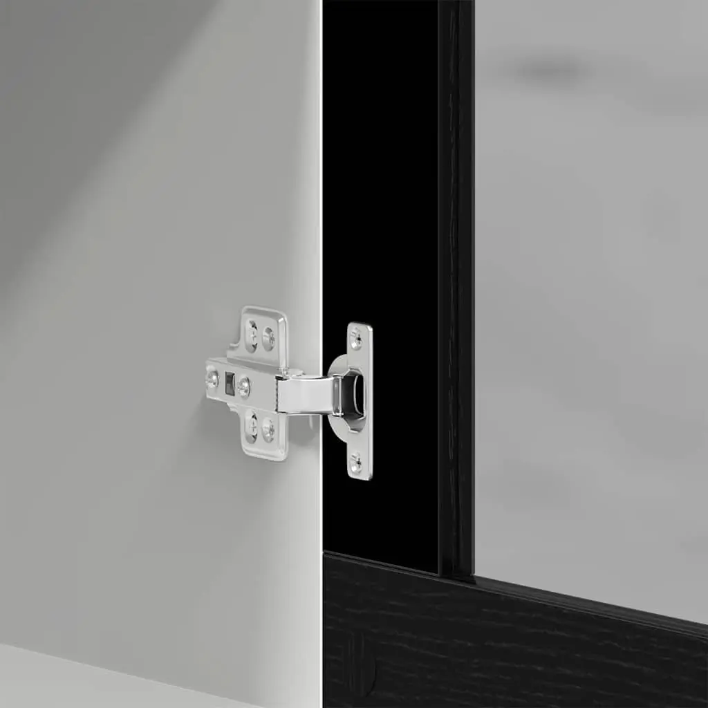 Wall-Mounted Kitchen Storage Cabinet Black Oak with Glass Front 40x31x60cm