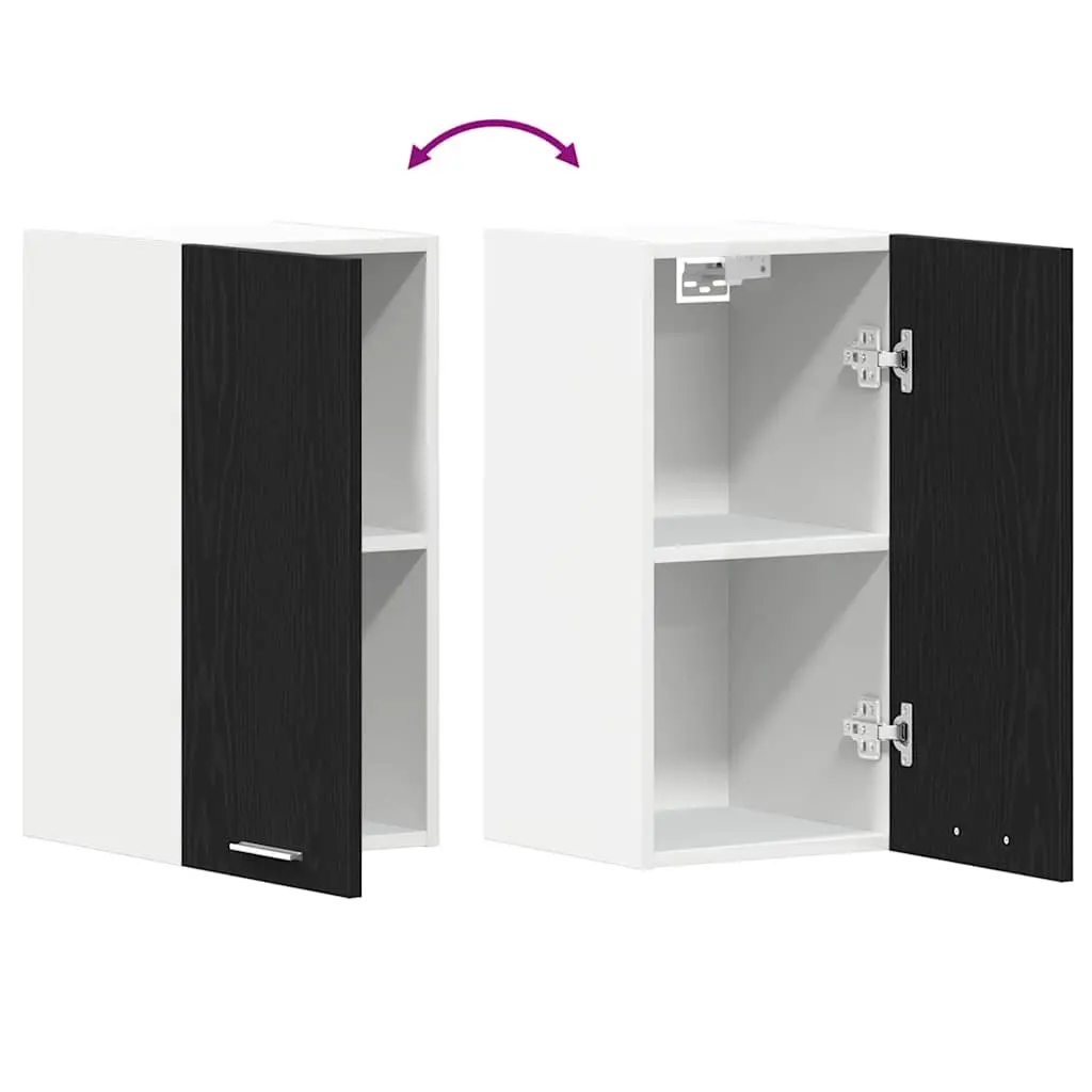 Wall-Mounted Hanging Cabinet Kitchen Storage Black Engineered Wood 30W x 31D x 60H cm