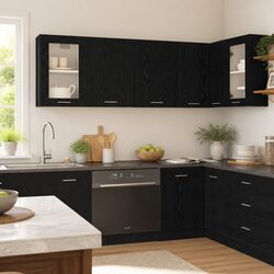 Wall-Mounted Kitchen Cabinet in Black Oak 80x31x60cm