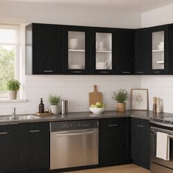 Hanging Kitchen Cabinet in Black Oak - Engineered Wood