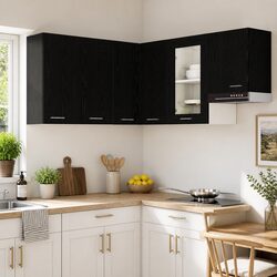 Wall-Mounted Black Kitchen Cabinet for Efficient Storage