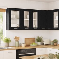 Black Oak Engineered Wood Hanging Kitchen Cabinet 60x31x60cm