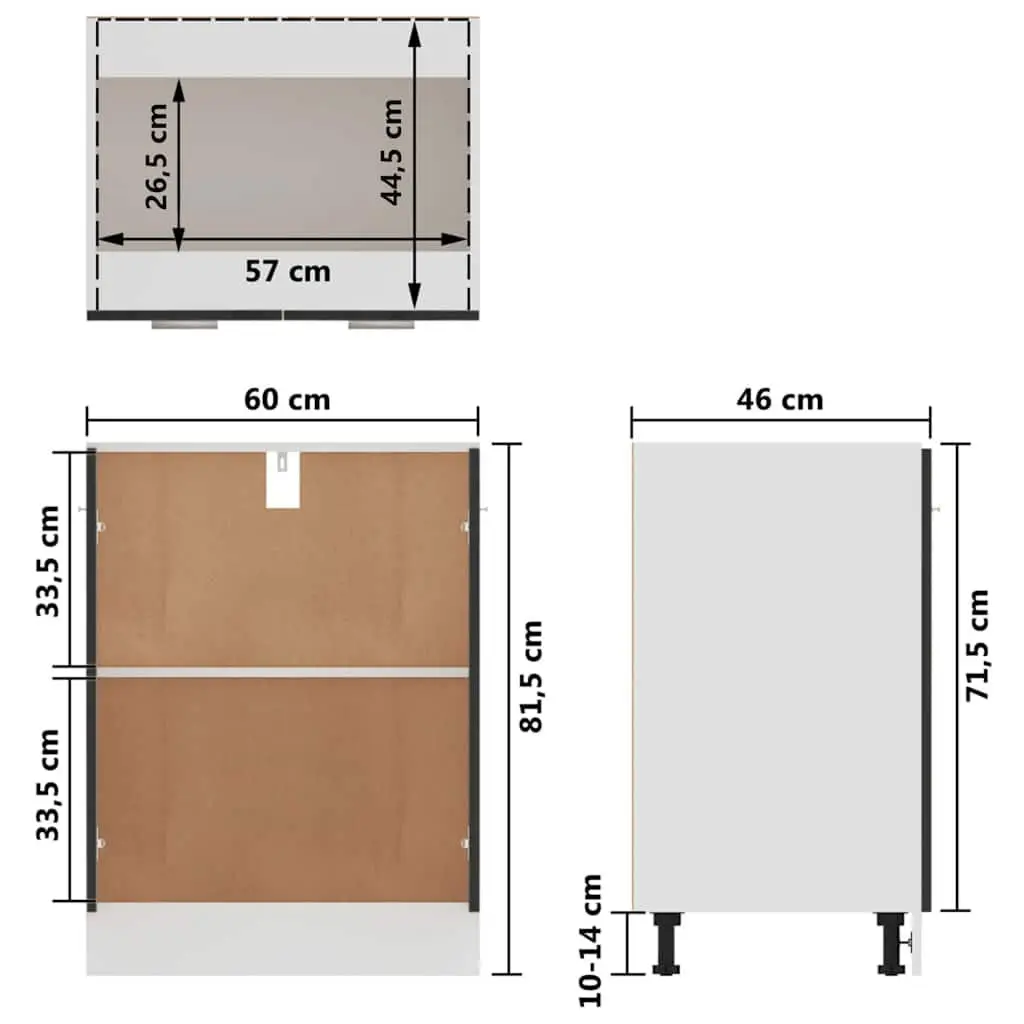 Kitchen Cabinet Engineered Wood Ample Storage 60x46x81.5cm Black Oak