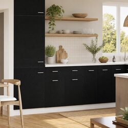Engineered Wood Hanging Cabinet Black Oak Kitchen Storage