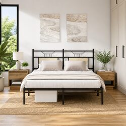 Engineered Wood Nightstand Set of 2, Brown Rustic Finish