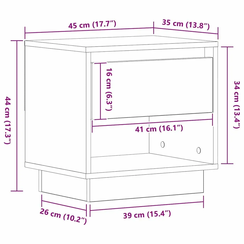 Bedside Table 2 pcs Engineered Wood Nightstand Brown Rustic Bedroom Storage