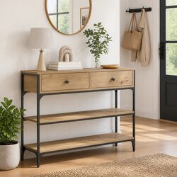Industrial Style Console Table with Engineered Wood