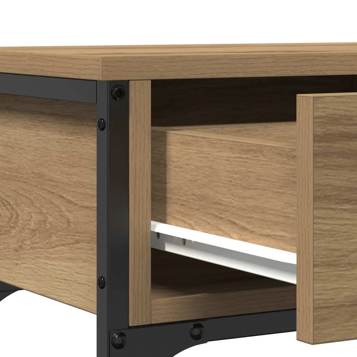 Console Table Engineered Wood Steel Frame Compact Brown