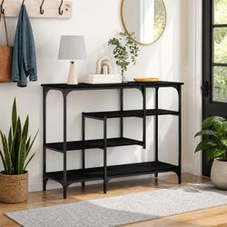 Industrial Console Table with Shelf, Black 100x35x75cm
