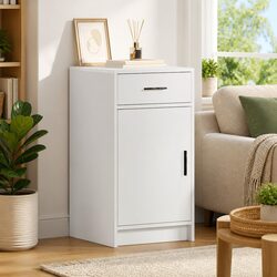 Functional White Storage Sideboard with Drawer