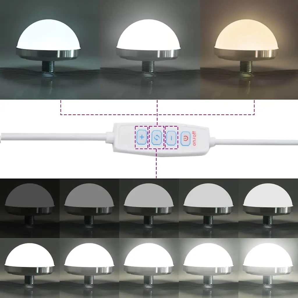 Dressing Table with LED Mirror Lights Drawers USB Charging Port White 100 x 41 x 140 cm